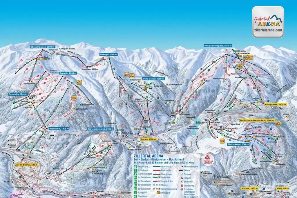 Pistekaart Zillertal